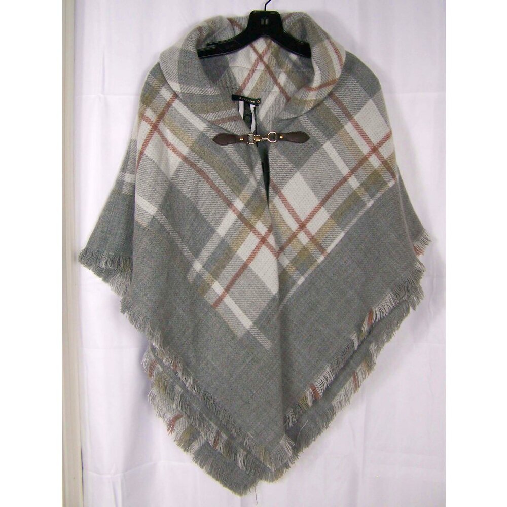 Revamped Knitted Blanket Plaid Poncho Shawl